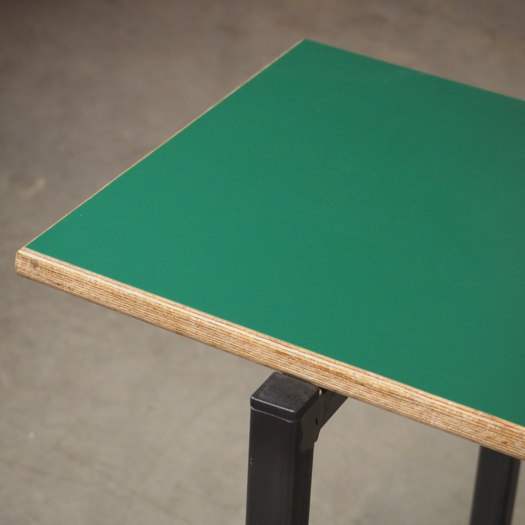 Stackable bench with backrest in plywood and steel
