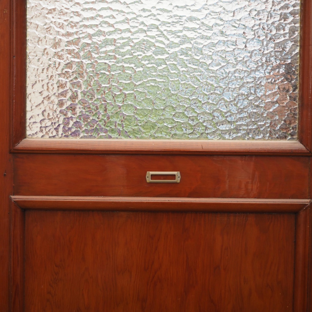 Wooden door with hammered glass panel (H. 205 cm x W. 91 cm) -