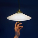 Hanging light 'Mario' with shade in opaline glass