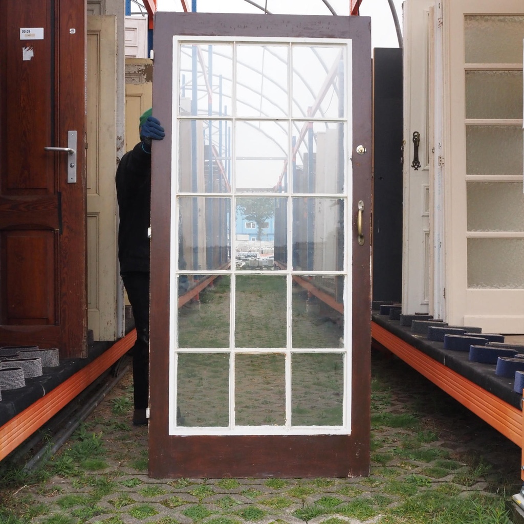 Wooden door with glass panels (H. 201 cm x W. 95,5 cm) - Left/Right