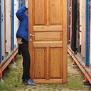 Door in varnished solid pine with glass panels (H. 245,5 cm x W. 86 cm) -