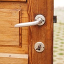 Door in varnished solid pine with glass panels (H. 245,5 cm x W. 86 cm) -