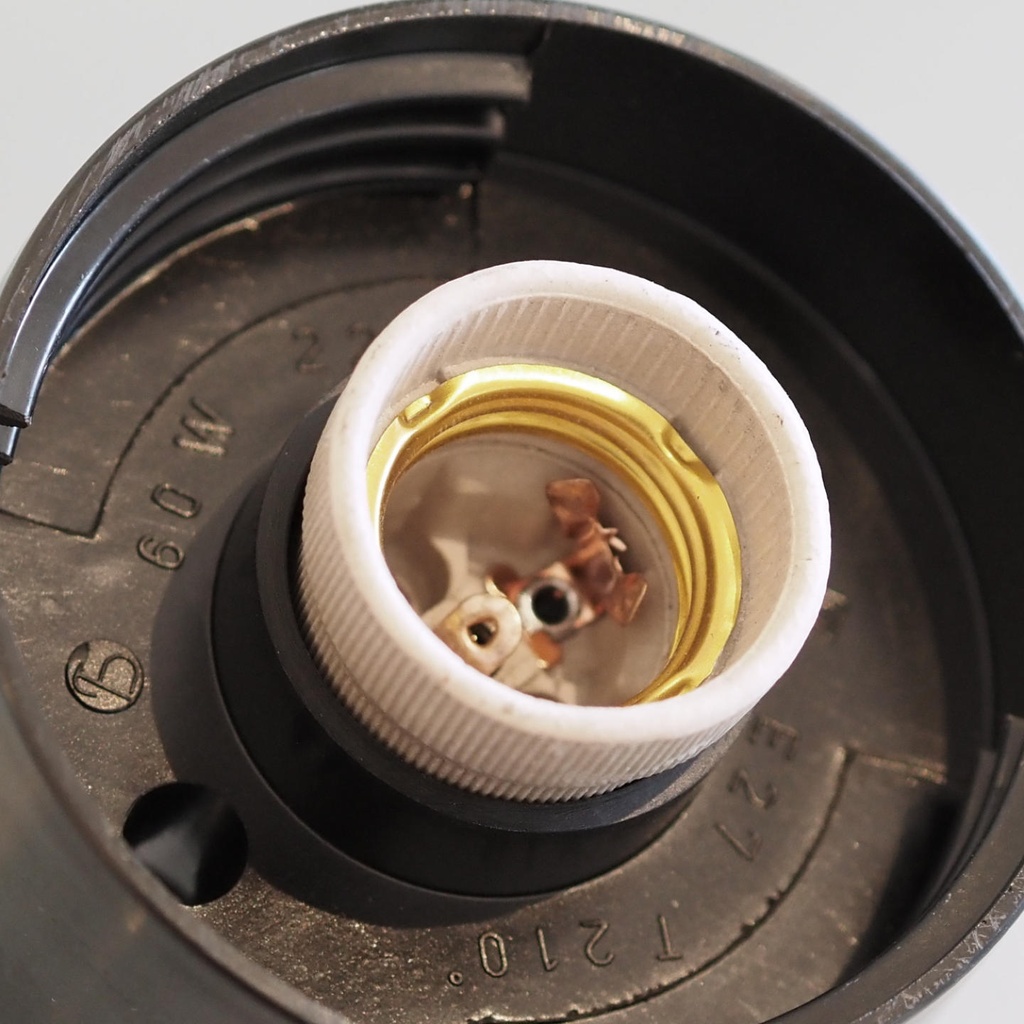 Wall/Ceiling light in clear glass and bakelite - Angled