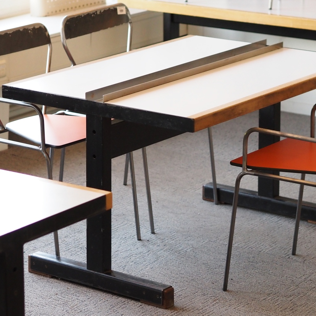Cafeteria table by Christophe Gevers from the Générale de Banque (L. 120 or 180 cm)