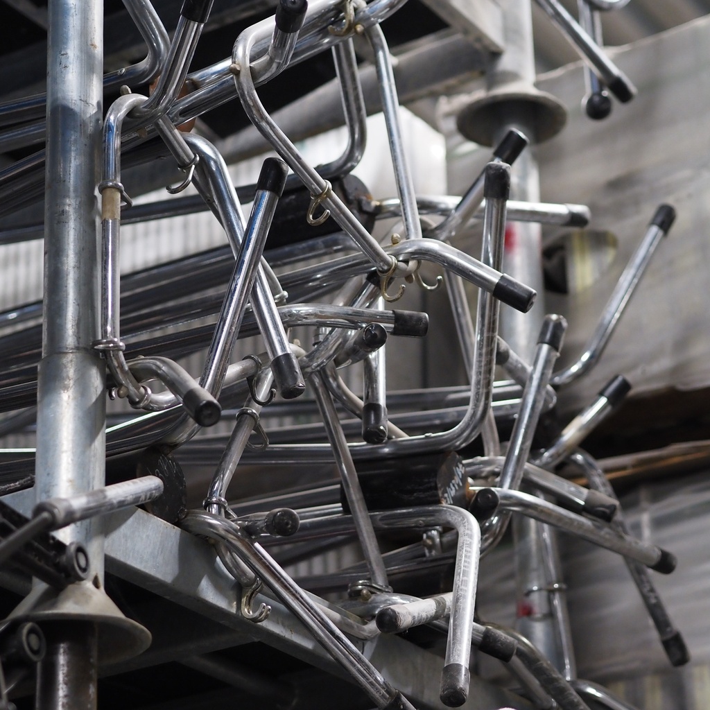 Coat rack in chromed tubular steel by Tubax (ca. 1970)