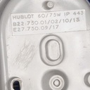 Caged wall/ceiling light with bakelite base and textured glass diffuser by Hublot