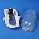 Wall/ceiling light with bakelite base and waffled glass diffuser