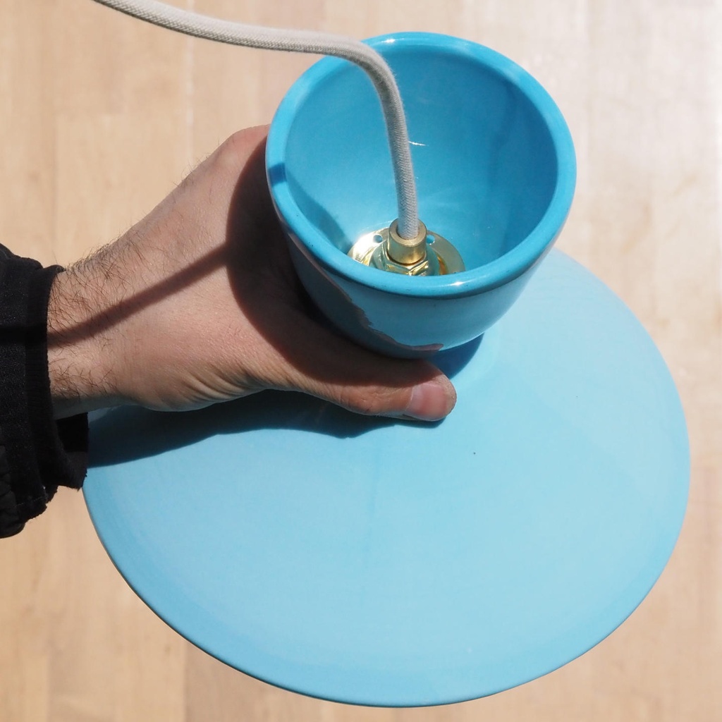 Hanging light 'Georgio' in opaline glass - Sky blue