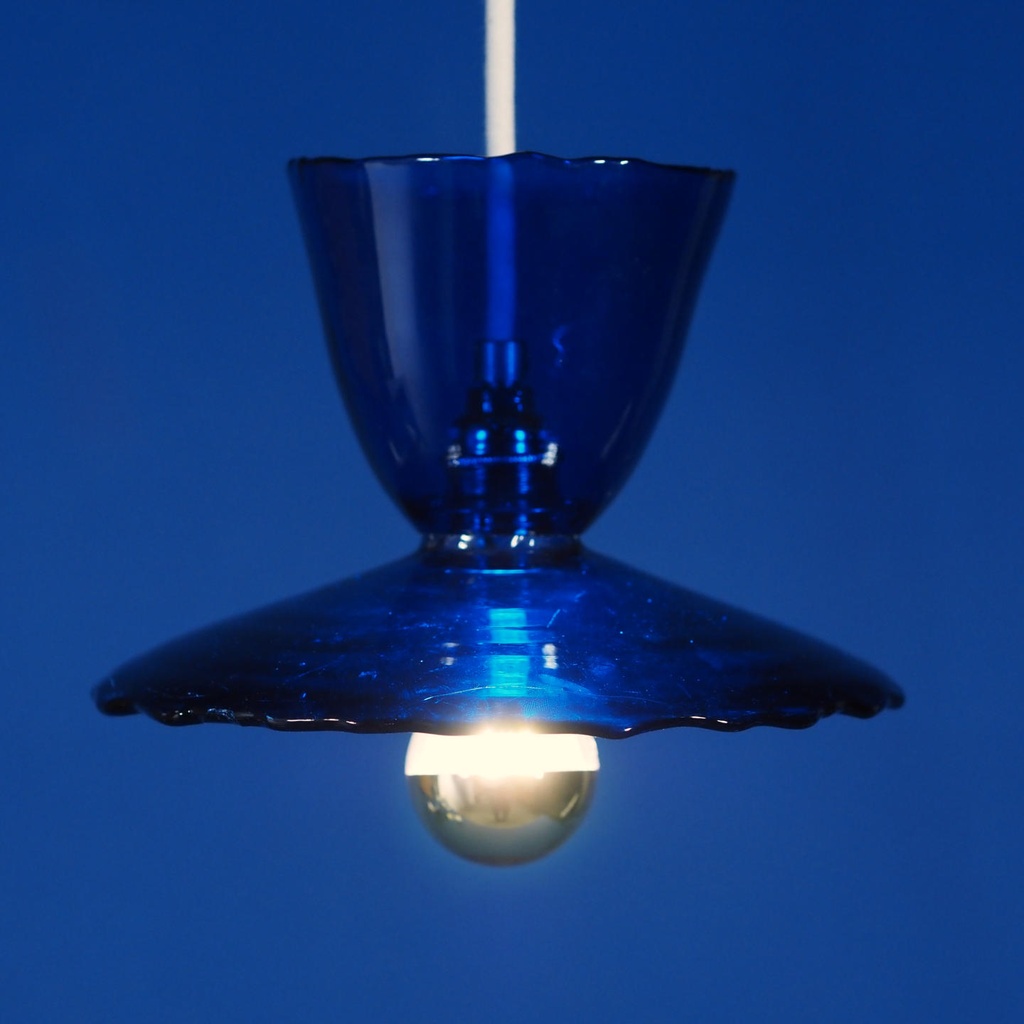 Hanging light 'Lara' in opaline glass - Cobalt blue