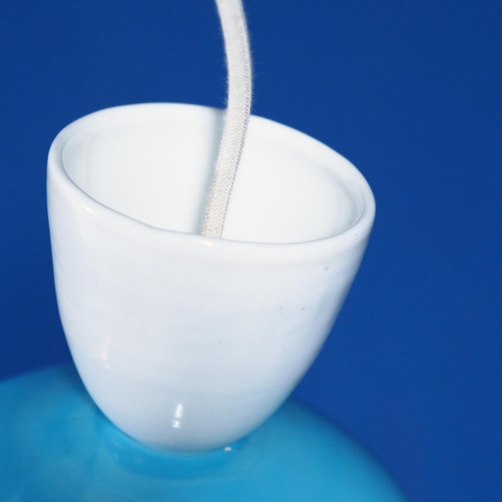 Hanging light 'Clea' in opaline glass - Sky blue/White