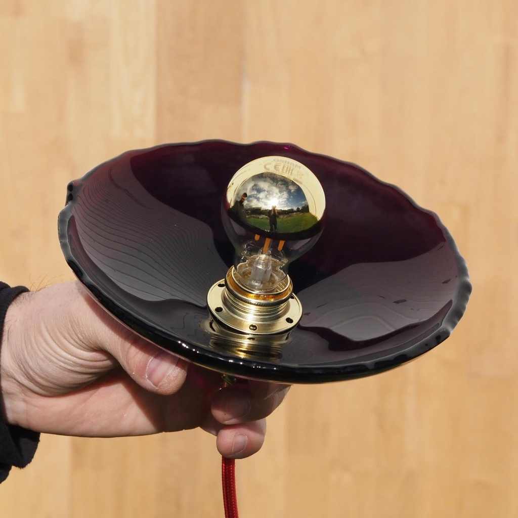 Hanging light 'Eva' in opaline glass - Purple