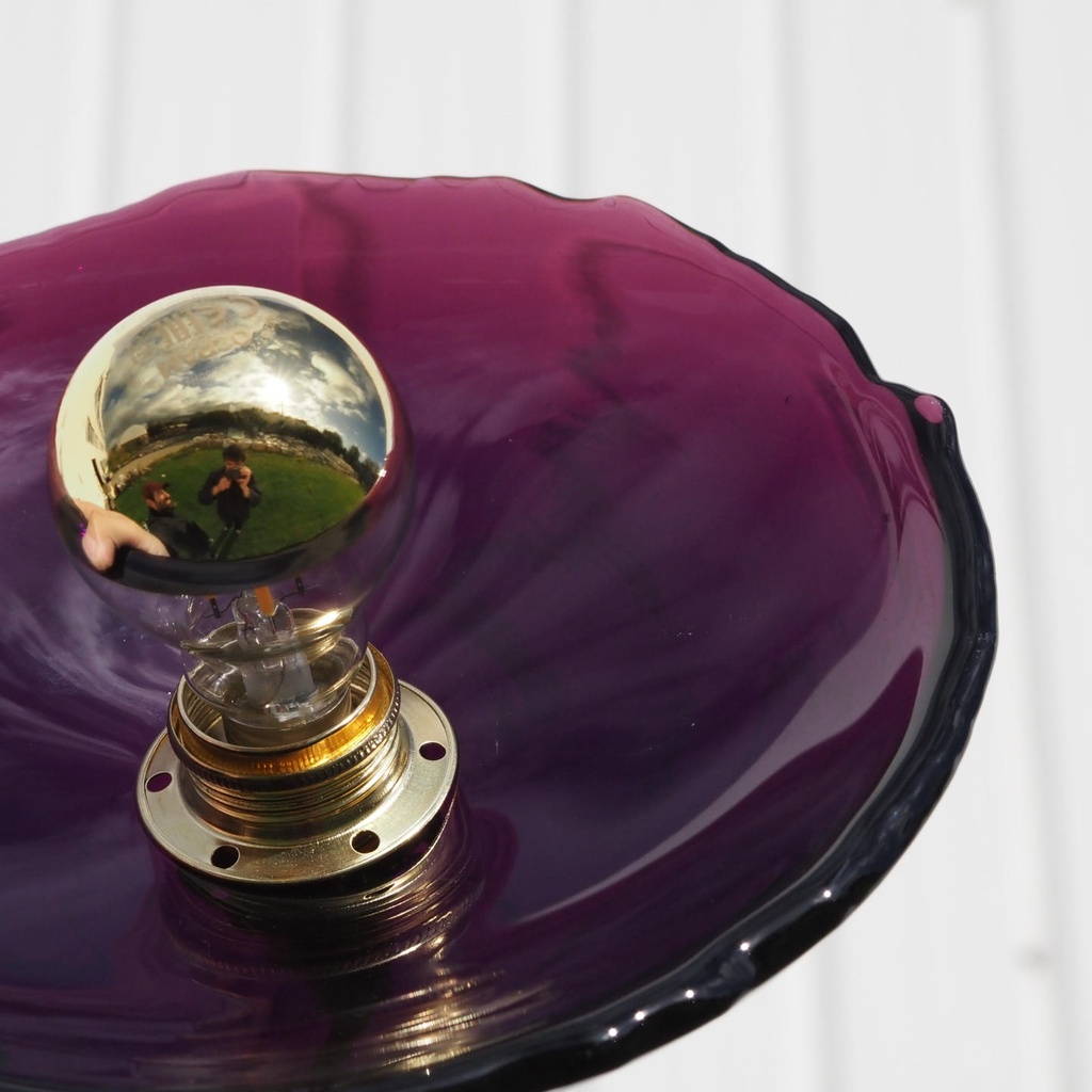 Hanging light 'Eva' in opaline glass - Purple