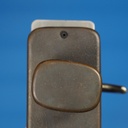 Double door handle in chrome brass and sand-cast bronze by Jules Wabbes from the Générale de Banque - Swivel (Right with visible screw holes)