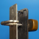 Double door handle in chrome brass and sand-cast bronze by Jules Wabbes from the Générale de Banque - Swivel (Right or Left)