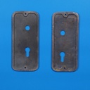 Single door handle plate with key and fixing holes in sand-cast bronze by Jules Wabbes from the Générale de Banque (Right or Left)