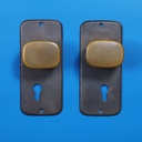 Single door handle with key and fixing holes in sand-cast bronze by Jules Wabbes from the Générale de Banque - Fixed (Right or Left)