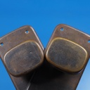 Single door handle with key and fixing holes in sand-cast bronze by Jules Wabbes from the Générale de Banque - Fixed (Left)