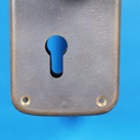 Double door pull handle with key and fixing holes in sand-cast bronze by Jules Wabbes from the Générale de Banque - Fixed (Right/Left)