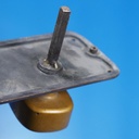 Double door pull handle with key and fixing holes in sand-cast bronze by Jules Wabbes from the Générale de Banque - Fixed (Right/Left)