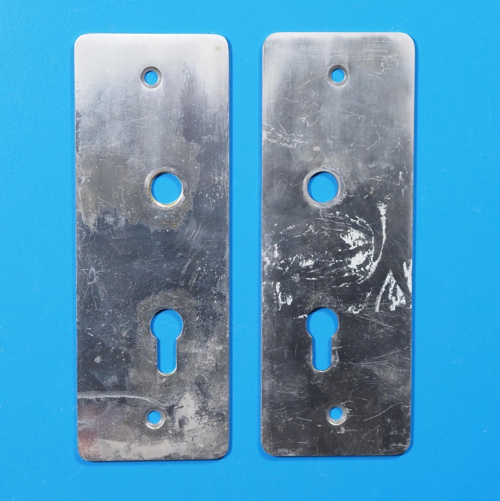 Double handle plate with keyhole in chrome-plated brass from the Générale de Banque - Hole on both sides (Right/Left)