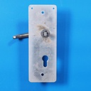 Single door handle with key and fixing holes in chrome-plated brass from the Générale de Banque - 4 fixing holes (Right)