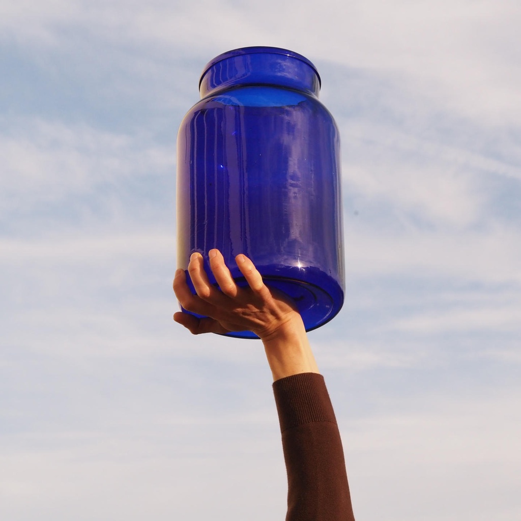 Handblown glass jar (Cobalt or Transparent)