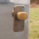 Door in stainless steel with bronze door handles by Jules Wabbes (H. 200 x 79 cm) - Left