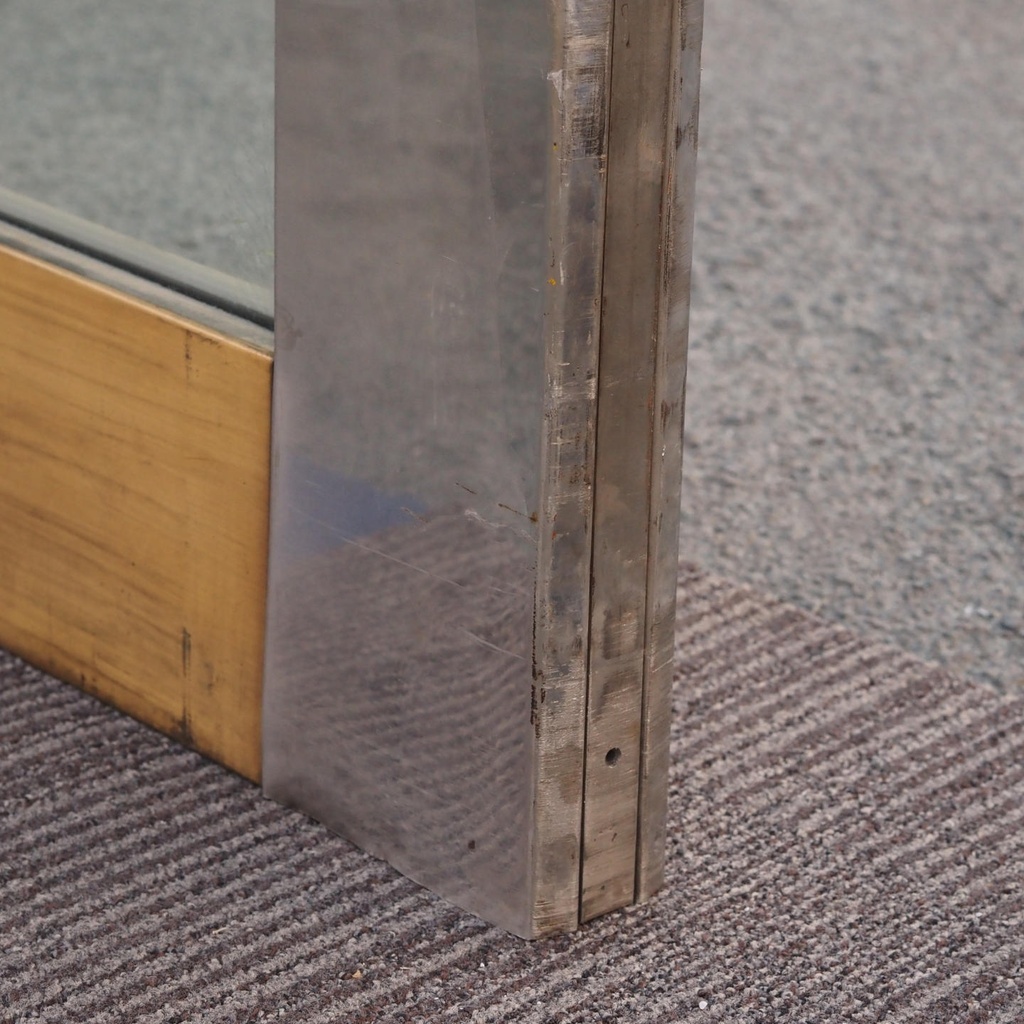Glass door in stainless steel and bronze from the main entrance of the Générale de Banque(H. 235,5 x 108 cm)