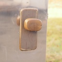 Door in stainless steel with bronze door handles by Jules Wabbes (H. 198,5 x 79 cm) - Left