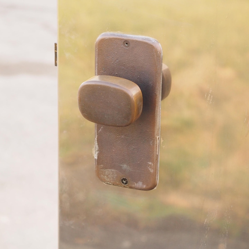 Door in stainless steel with bronze door handles by Jules Wabbes (H. 198,5 x 79 cm) - Left
