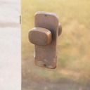 Door in stainless steel with bronze door handles by Jules Wabbes (H. 198,5 x 79 cm) - Left