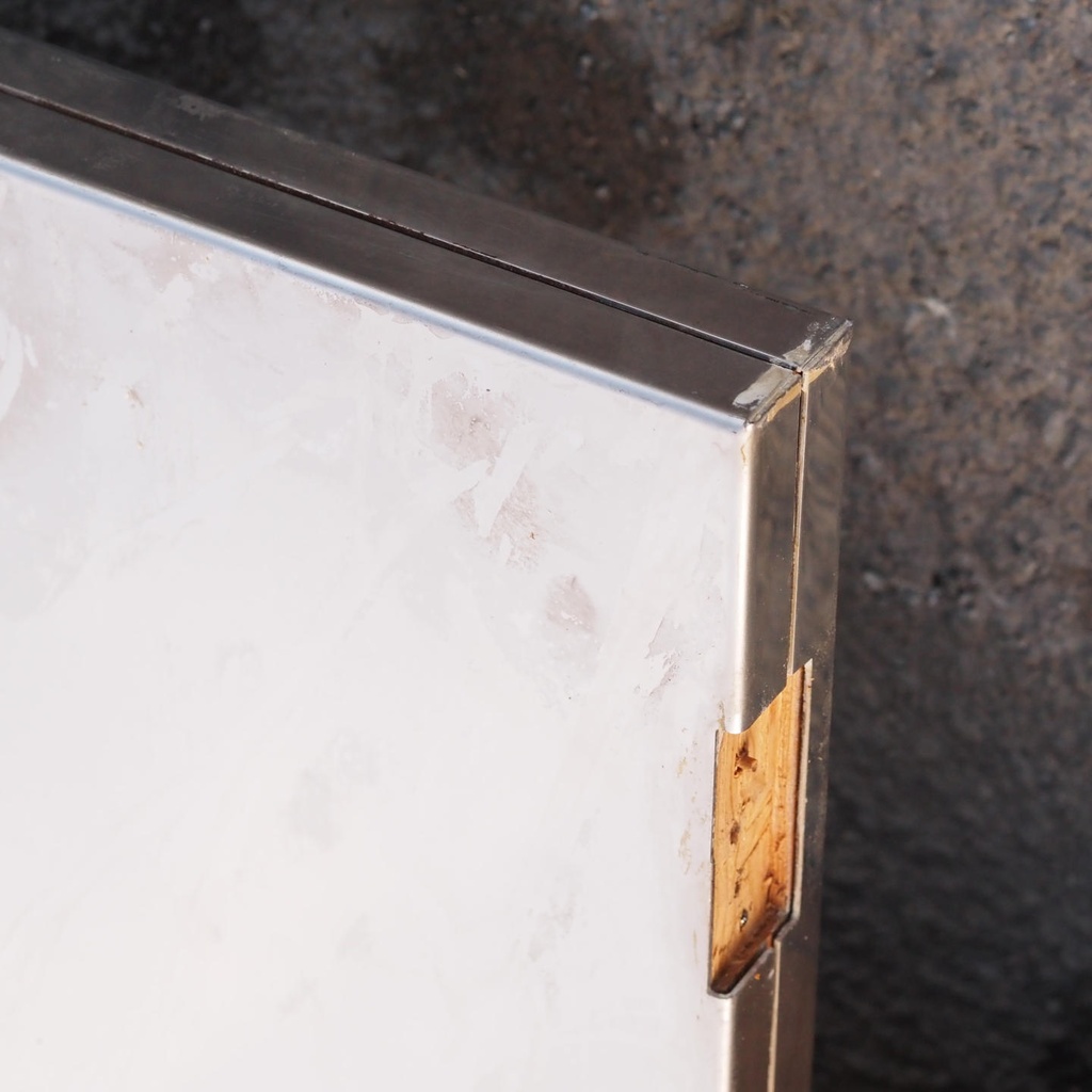 Door in stainless steel with bronze door handles by Jules Wabbes (H. 198,5 x 79 cm) - Left