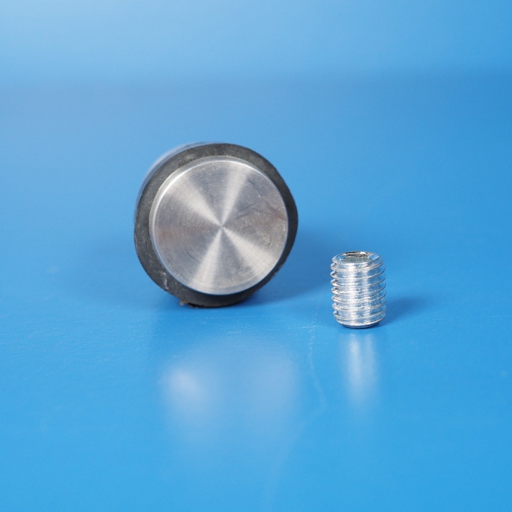 Door stop in stainless steel with rubber ring