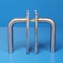 Door handle in brushed stainless steel with key plate (with or without keyhole)