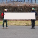 Bevelled mirror with wooden frame (170 x 100 cm)