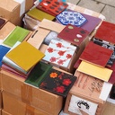 Handpainted glazed terracotta tile from the workshop of Agnès Emery (various sizes) - Only available in our physical shop