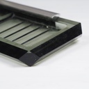 Large wall soap holder in smoked pressed glass by Inda