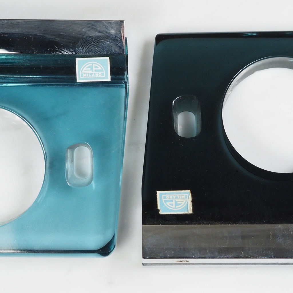 Large wall soap holder in smoked pressed glass by Inda