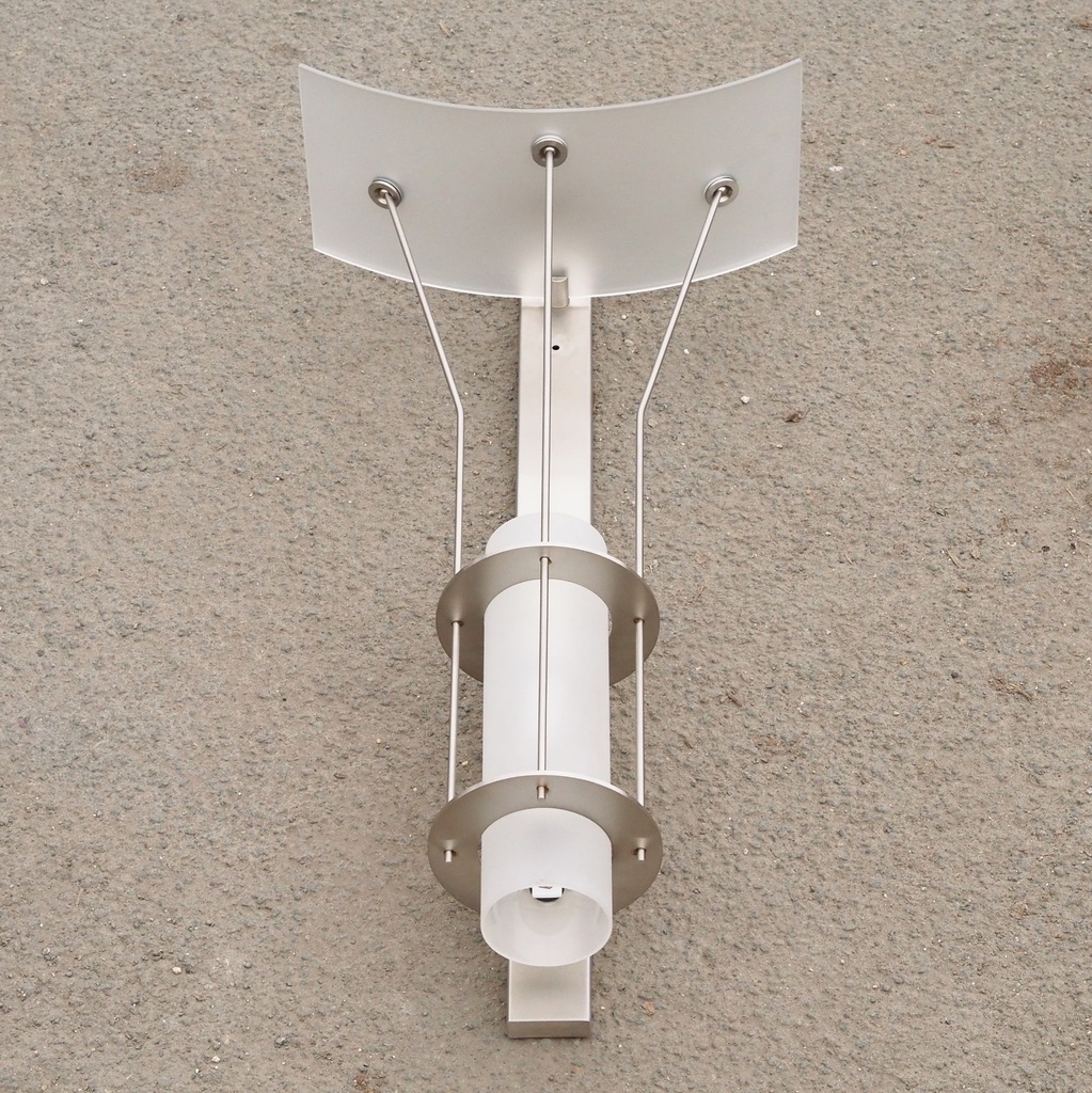 Wall light in stainless steel and frosted glass