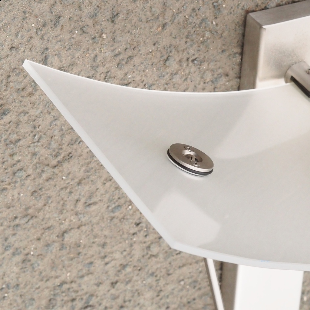 Wall light in stainless steel and frosted glass