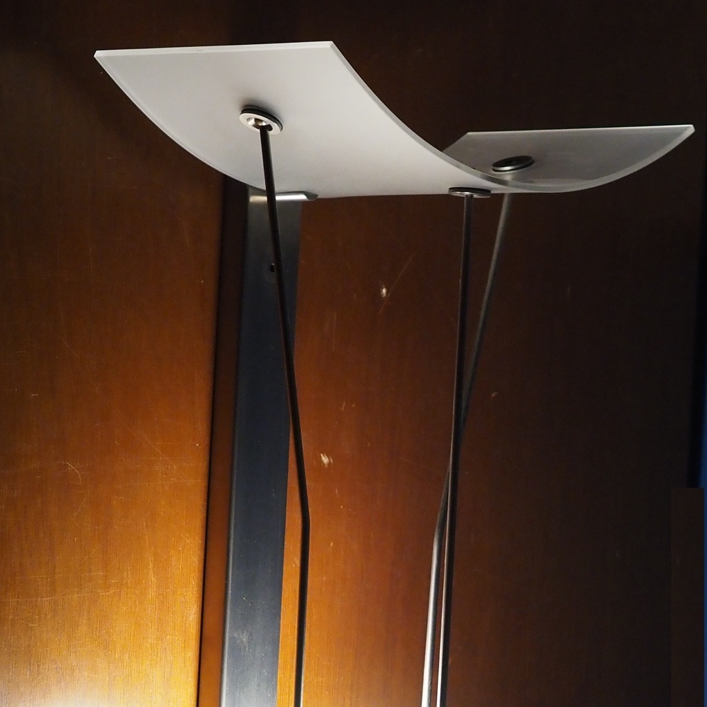 Wall light in stainless steel with frosted glass diffusers