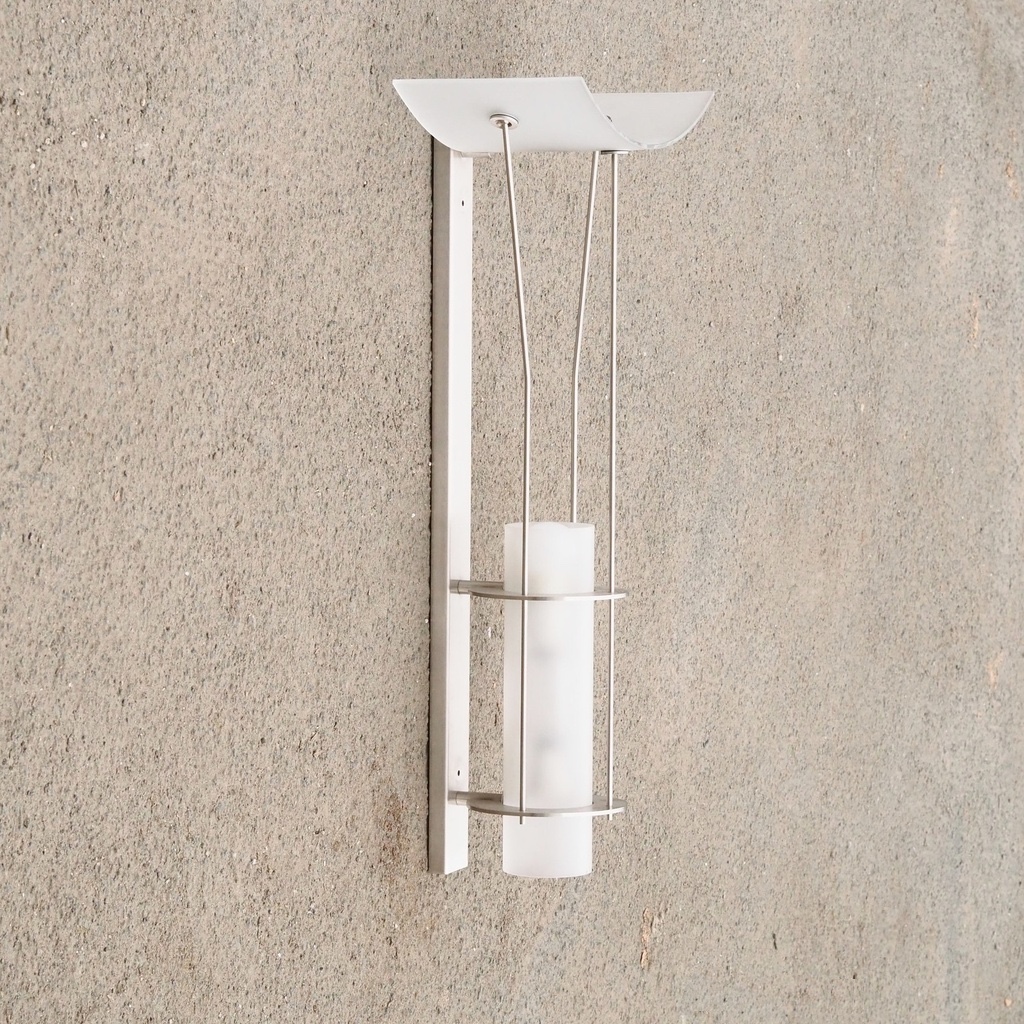 Wall light in stainless steel with frosted glass diffusers