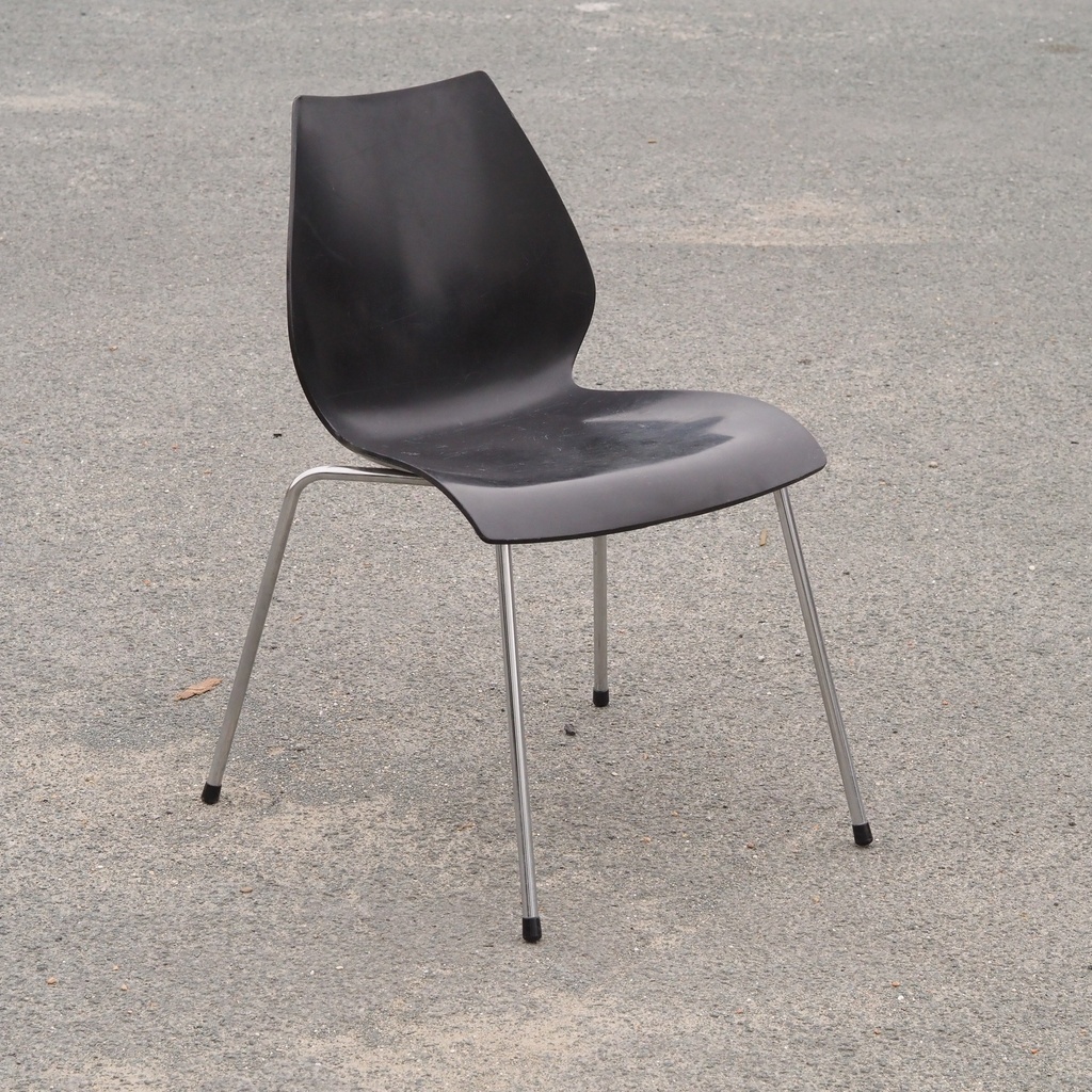 School chair in plywood and steel tube legs