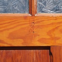 Door in varnished solid pine with textured glass panels (H. 216,5 x W. 82,8 cm) - Right