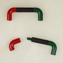 Colourful plastic cabinet handle with black rubber (ca. 1980)