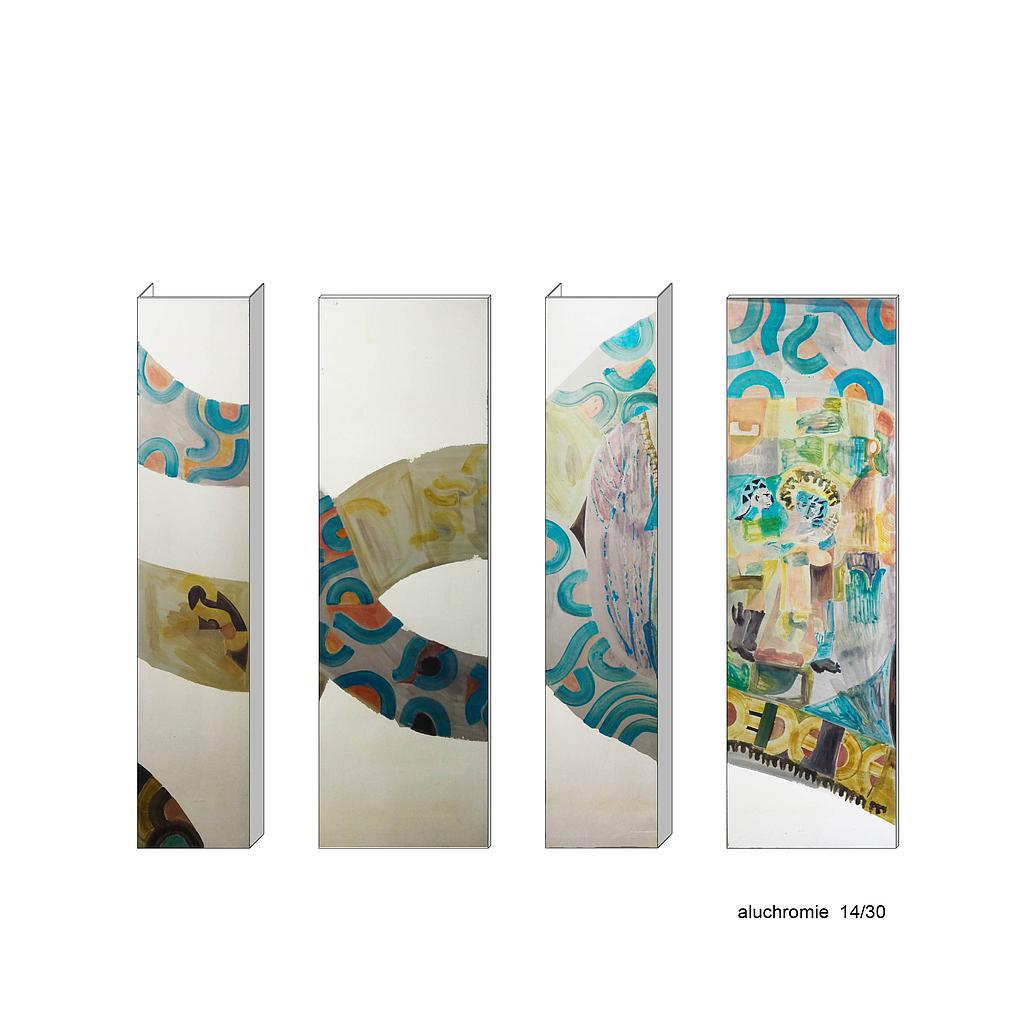 Set of aluchromie panels by Ralph Cleeremans (285 cm high) - Set 14