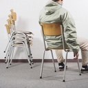 Stackable chair in plywood and lacquered steel