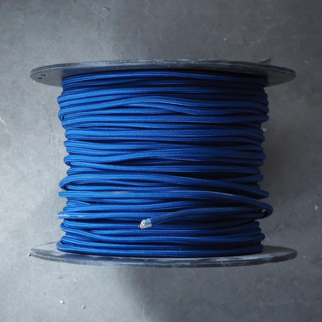 Two-wire electrical cable with blue textile (100 meters)