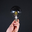 Bulb - SNOERBOER LED E27 Globe G95 Silver Mirror 4W 200lm 2300K, Dimmable