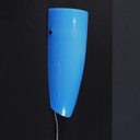 Wall light 'Naro' in glass tinted with a laminated opaline with cable & power plug - Blue